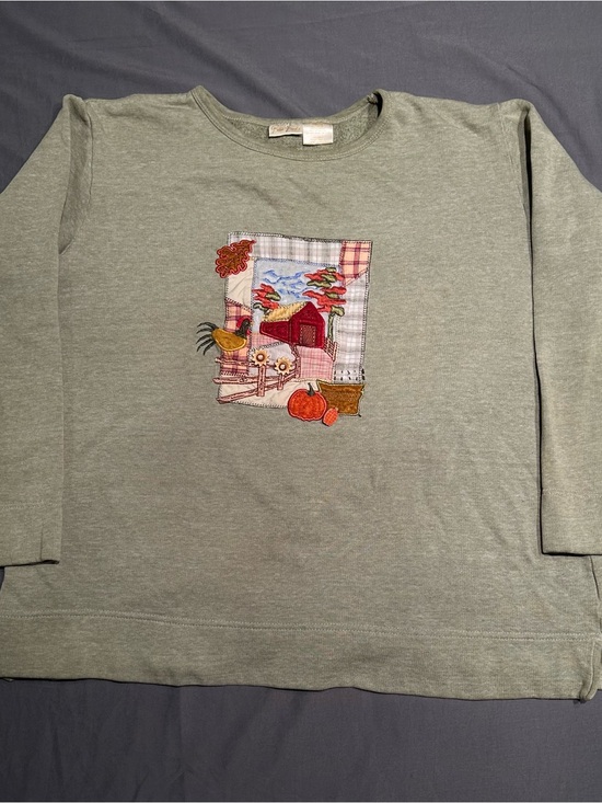 Polo Ralph Lauren Tops - Vintage Bobbie Brooks Green Fall Farm Themed Sweatshirt